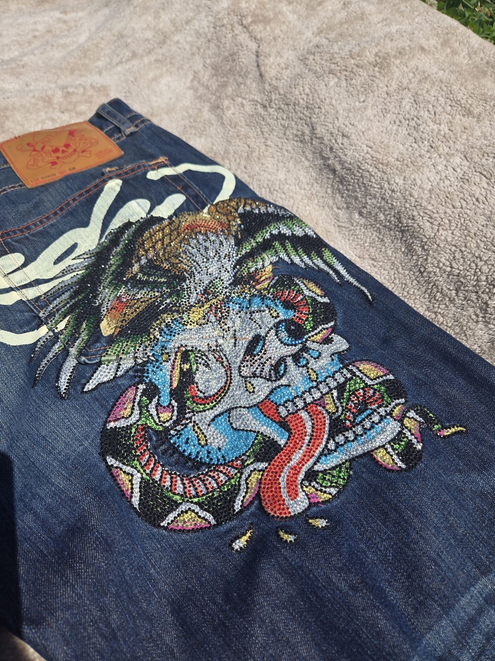 DSQUARED2 Dark Blue Men’s Jeans with Multicolor Embroidered Skull & Snake - Picture 5 of 8